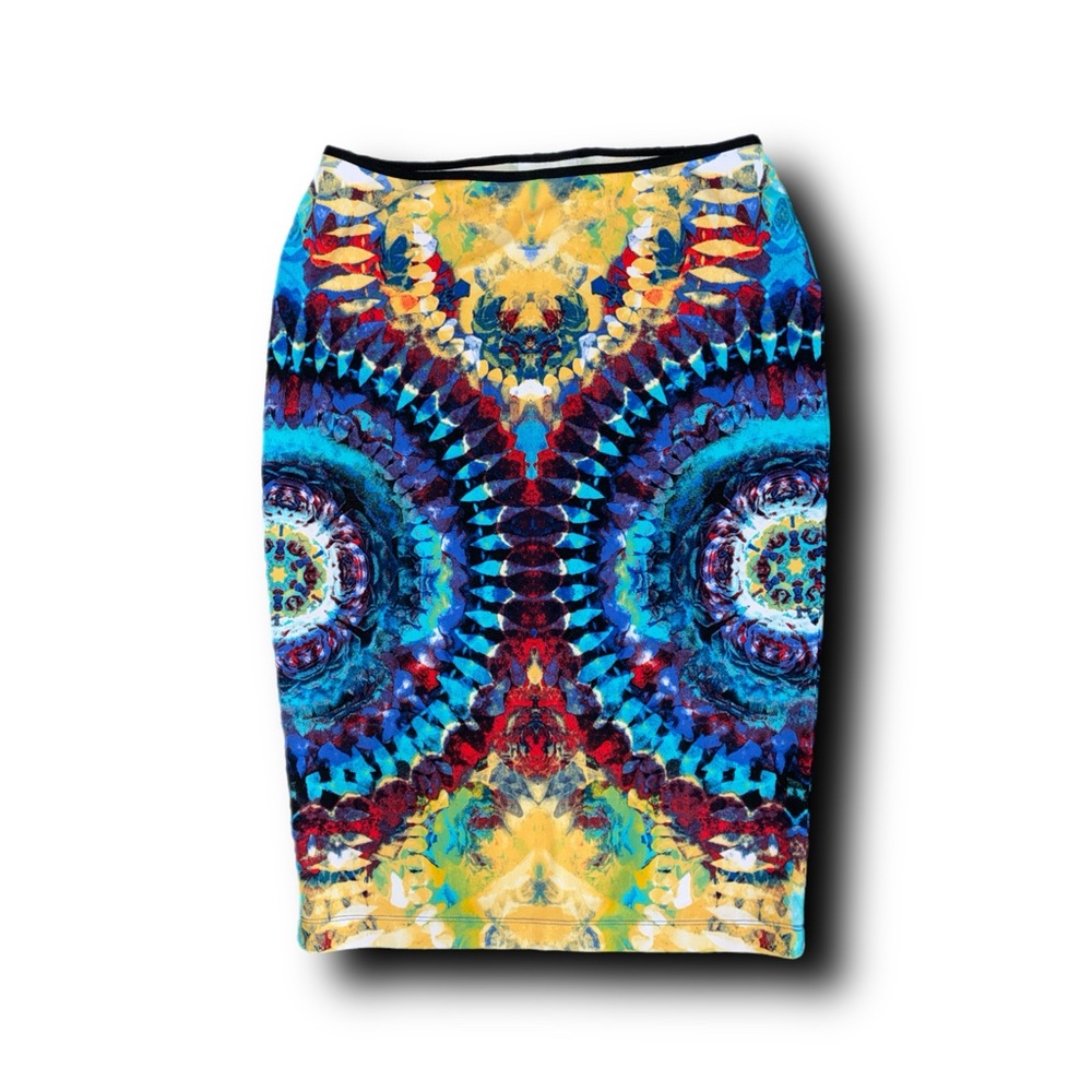 Bisou Bisou Tie Dye Hippie Boho Pencil Skirt Maximalist Retro Vintage Vibes